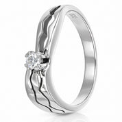 Anello - 18 carati Oro bianco Diamante (Naturale)