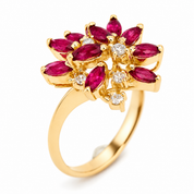 Anello - 18 carati Oro giallo - 1.175ct. tw. Rubino - Diamante - Made in Italy - Handmade
