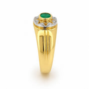 Anello - 18 carati Oro giallo, Oro bianco - 0.62ct. tw. Smeraldo - Diamante