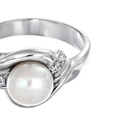 Anello - 18 carati Oro bianco - 0.54ct. tw. Diamante (Naturale) - Perla Tahiti 14.20 mm