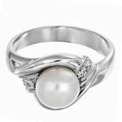 Anello - 18 carati Oro bianco - 0.54ct. tw. Diamante (Naturale) - Perla Tahiti 14.20 mm