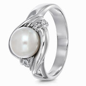 Anello - 18 carati Oro bianco - 0.54ct. tw. Diamante (Naturale) - Perla Tahiti 14.20 mm