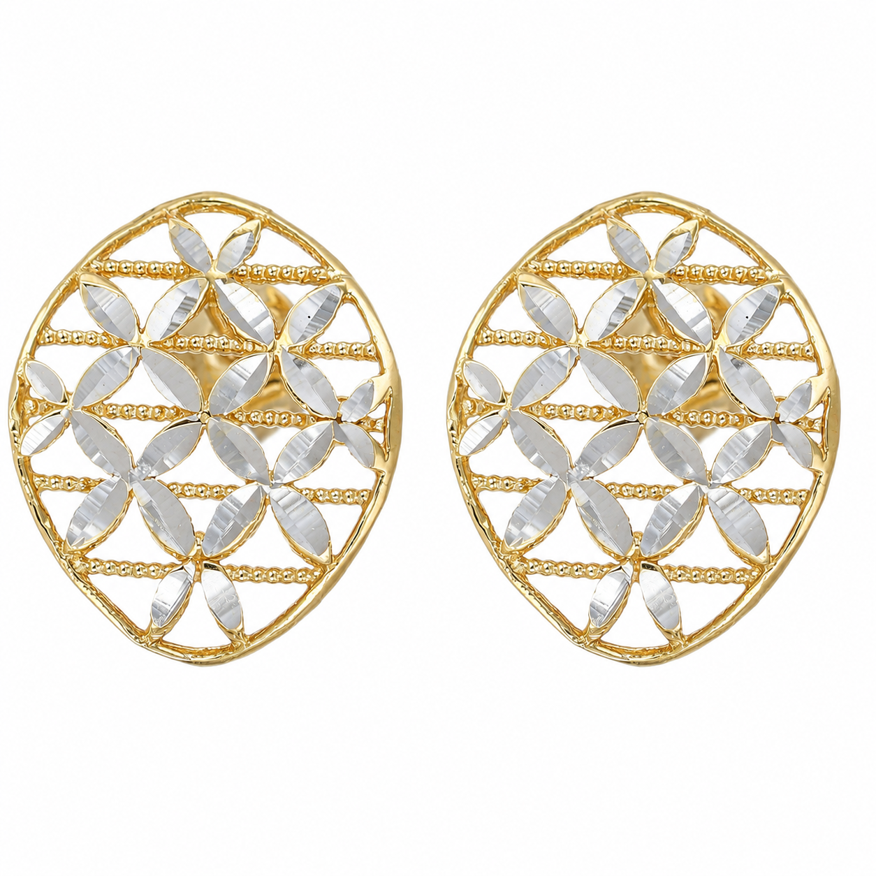 Orecchini - 18 carati Oro giallo, Oro bianco - Made inItaly - Handmade