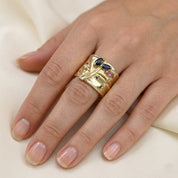 Anello - 18 carati Oro giallo - 0.42ct. tw. Zaffiro - Diamante