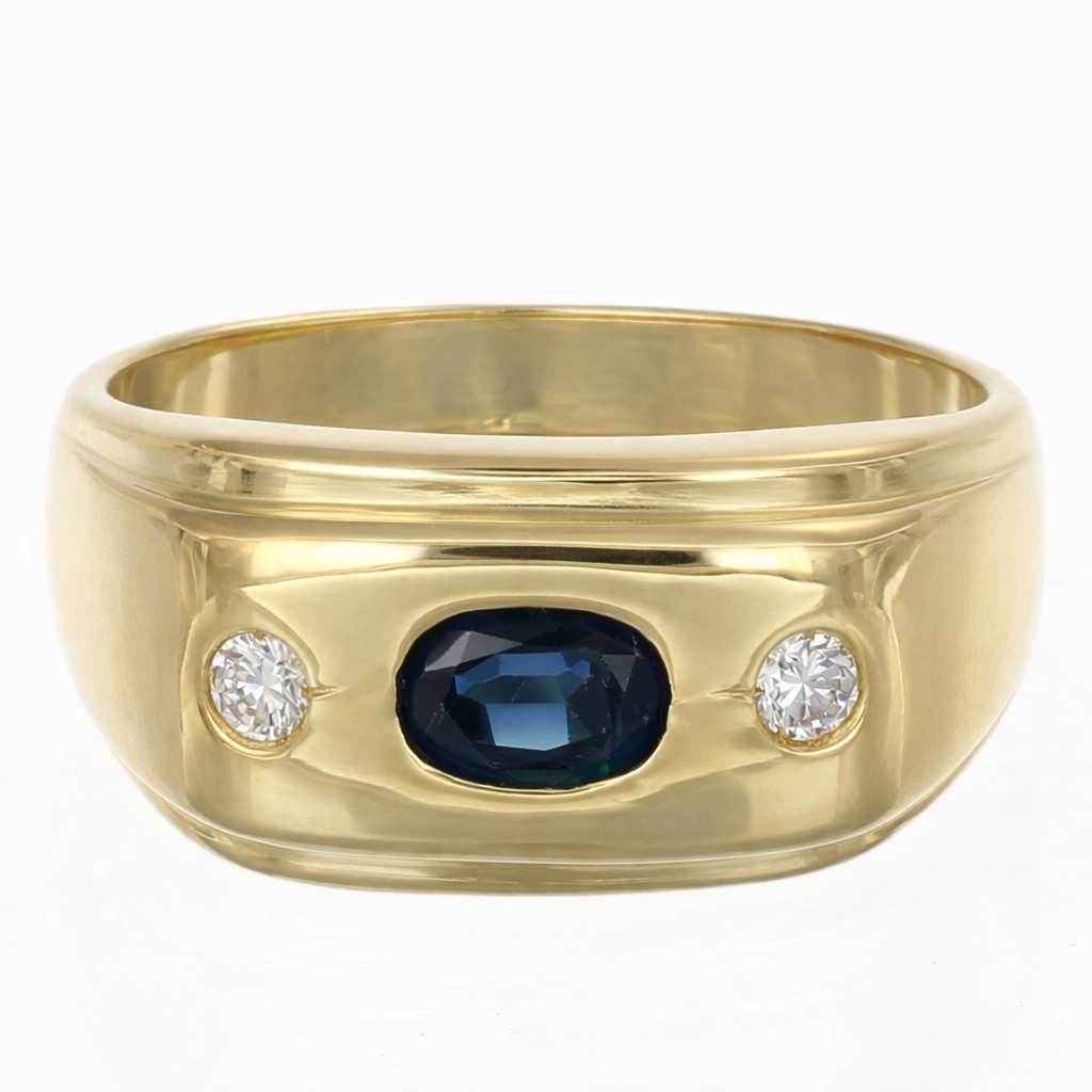 Anello - 18 carati Oro giallo - 0.89ct. tw. Zaffiro - Diamante