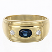 Anello - 18 carati Oro giallo - 0.89ct. tw. Zaffiro - Diamante