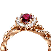 Anello - 18 carati Oro rosa - 1.47ct. tw. Tormalina - Diamante