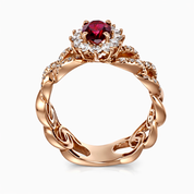 Anello - 18 carati Oro rosa - 1.47ct. tw. Tormalina - Diamante