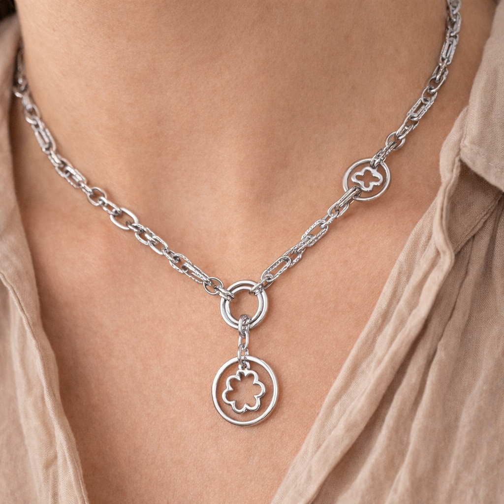 Collana con ciondolo - 18 carati Oro bianco