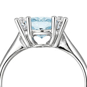 Anello - 18 carati Oro bianco Acquamarina - Diamante