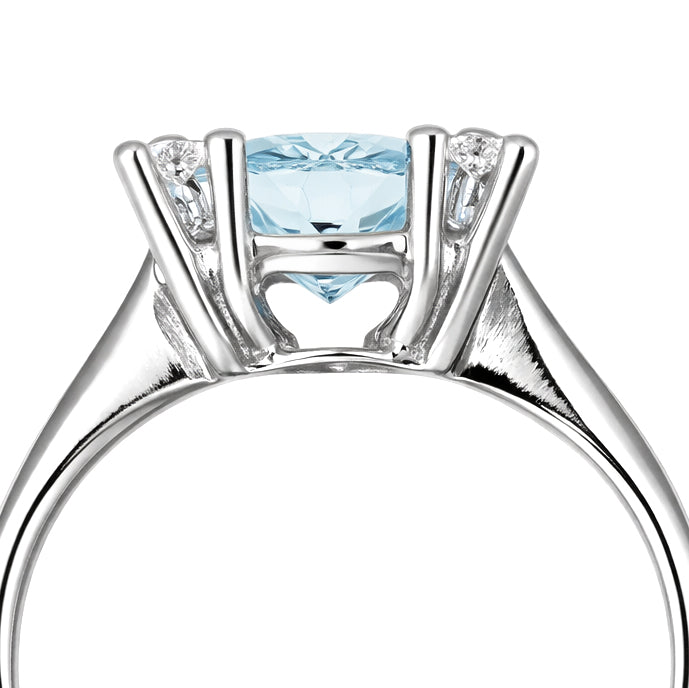 Anello - 18 carati Oro bianco Acquamarina - Diamante