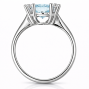 Anello - 18 carati Oro bianco Acquamarina - Diamante