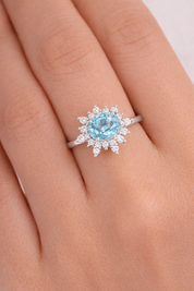 Anello - 18 carati Oro bianco - 2.71ct. tw. Acquamarina - Diamante