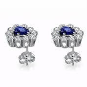 Orecchini - 18 carati Oro bianco - 1.90ct. tw. Zaffiro - Diamante