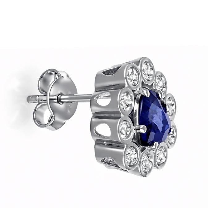 Orecchini - 18 carati Oro bianco - 1.90ct. tw. Zaffiro - Diamante