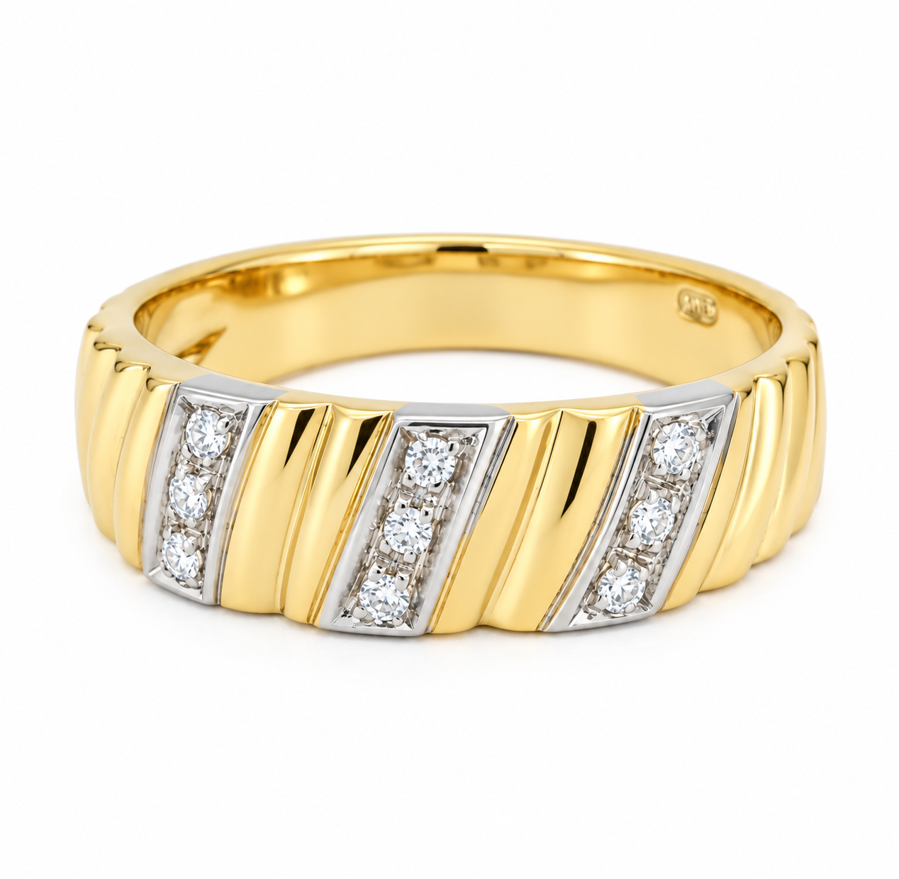 Anello - 18 carati Oro bianco, Oro giallo - 0.09ct. tw. Diamante (Naturale) - Made in Italy - Handmade