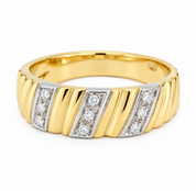 Anello - 18 carati Oro bianco, Oro giallo - 0.09ct. tw. Diamante (Naturale) - Made in Italy - Handmade
