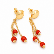 Orecchini - 18 carati Oro giallo Corallo - Made in Italy - Handmade