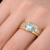 Anello - 18 carati Oro giallo, Oro bianco - 1.25ct. tw. Acquamarina