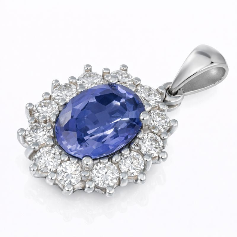 Ciondolo - 18 carati Oro bianco - 1.55ct. tw. Zaffiro - Diamante