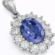 Ciondolo - 18 carati Oro bianco - 1.55ct. tw. Zaffiro - Diamante