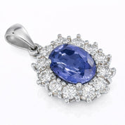 Ciondolo - 18 carati Oro bianco - 1.55ct. tw. Zaffiro - Diamante