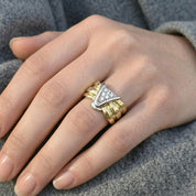 Anello da donna in oro bianco e oro giallo 18 carati