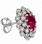 Orecchini - 18 carati Oro bianco - 3.30ct. tw. Tormalina - Diamante - Made in Italy - Handmade
