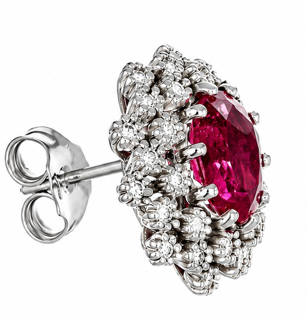 Orecchini - 18 carati Oro bianco - 3.30ct. tw. Tormalina - Diamante - Made in Italy - Handmade