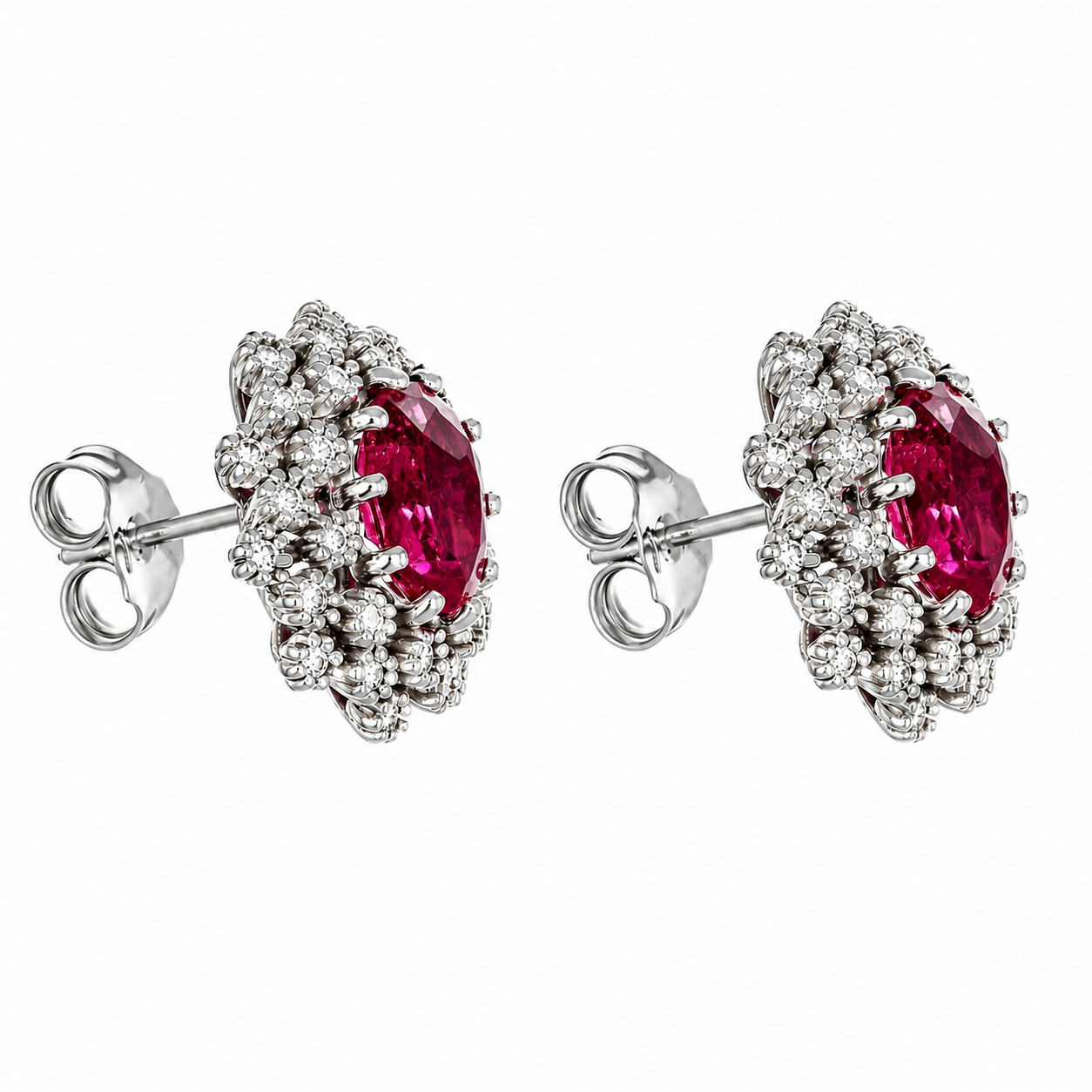 Orecchini - 18 carati Oro bianco - 3.30ct. tw. Tormalina - Diamante - Made in Italy - Handmade