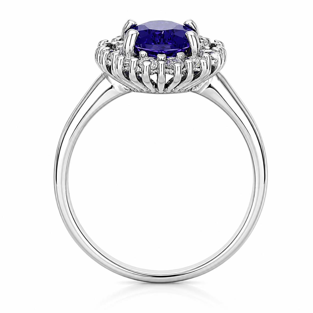 Anello - 18 carati Oro bianco - 2.21ct. tw. Tanzanite - Diamante