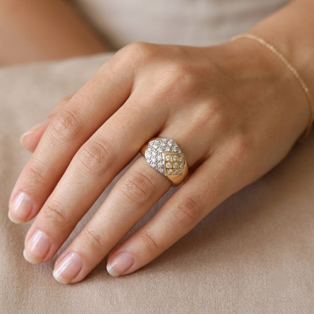 Anello - 18 carati Oro bianco, Oro giallo - 0.75ct. tw. Diamante (Naturale) - Made in Italy - Handmade