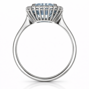 Anello - 18 carati Oro bianco Acquamarina - Diamante