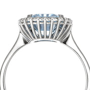 Anello - 18 carati Oro bianco Acquamarina - Diamante