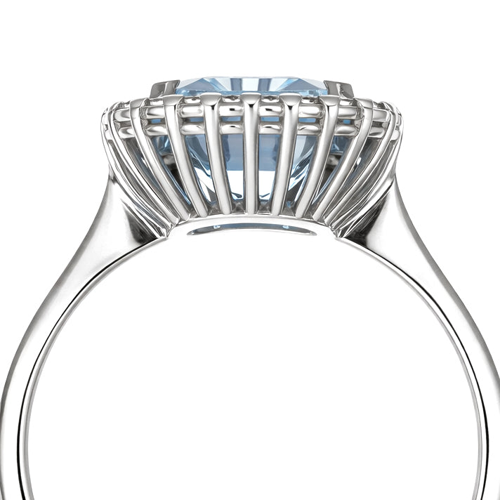 Anello - 18 carati Oro bianco Acquamarina - Diamante