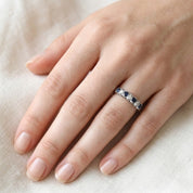 Anello - 18 carati Oro bianco - 0.32ct. tw. Zaffiro - Diamante