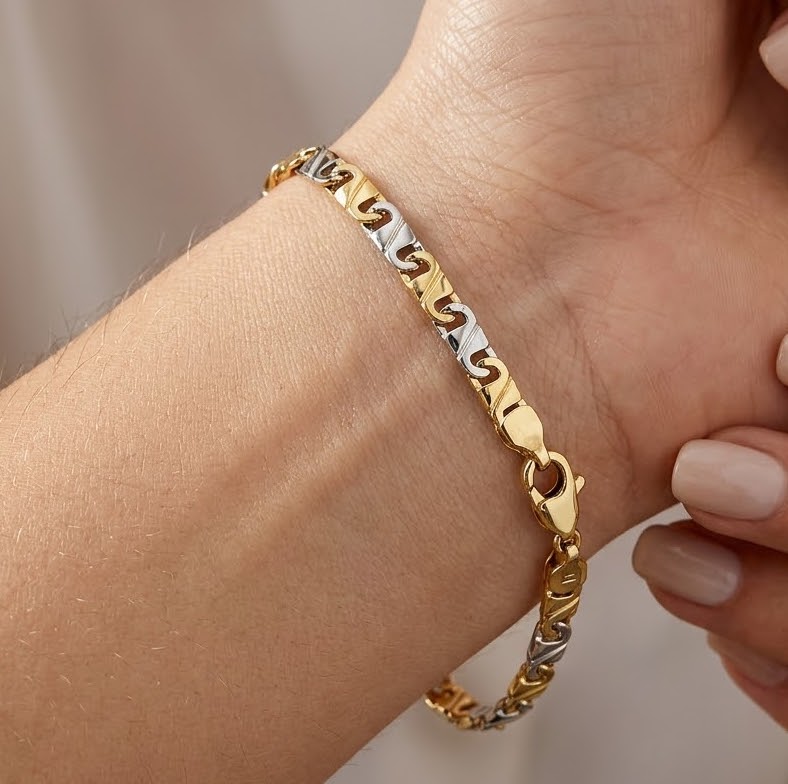 Bracciale - 18 carati Oro giallo, Oro bianco - Made in Italy - Handmade