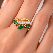 Anello - 14 carati Oro bianco, Oro giallo - 0.61ct. tw. Smeraldo - Diamante