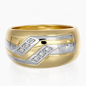 Anello - 18 carati Oro giallo, Oro bianco - 0.06ct. tw. Diamante (Naturale)