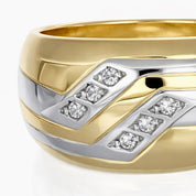 Anello - 18 carati Oro giallo, Oro bianco - 0.06ct. tw. Diamante (Naturale)