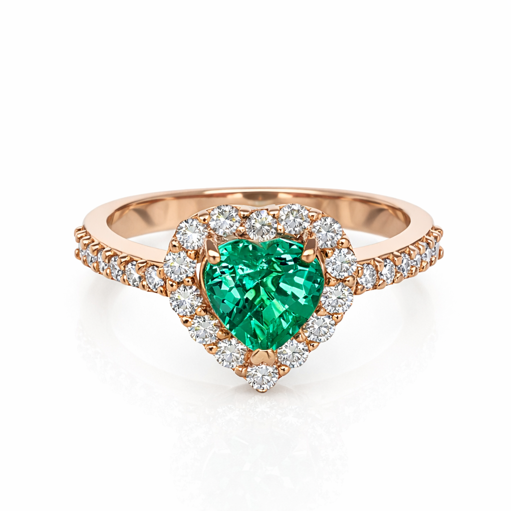 Anello - 18 carati Oro rosa - 1.62ct. tw. Smeraldo - Diamante