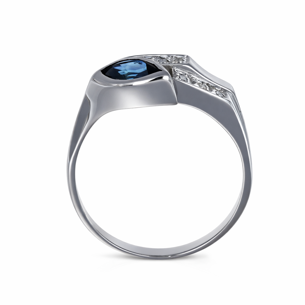 Anello - 18 carati Oro bianco - 0.64ct. tw. Zaffiro - Diamante