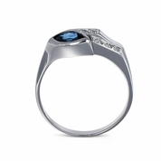 Anello - 18 carati Oro bianco - 0.64ct. tw. Zaffiro - Diamante