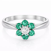 Anello - 18 carati Oro bianco - 0.85ct. tw. Smeraldo - Diamante