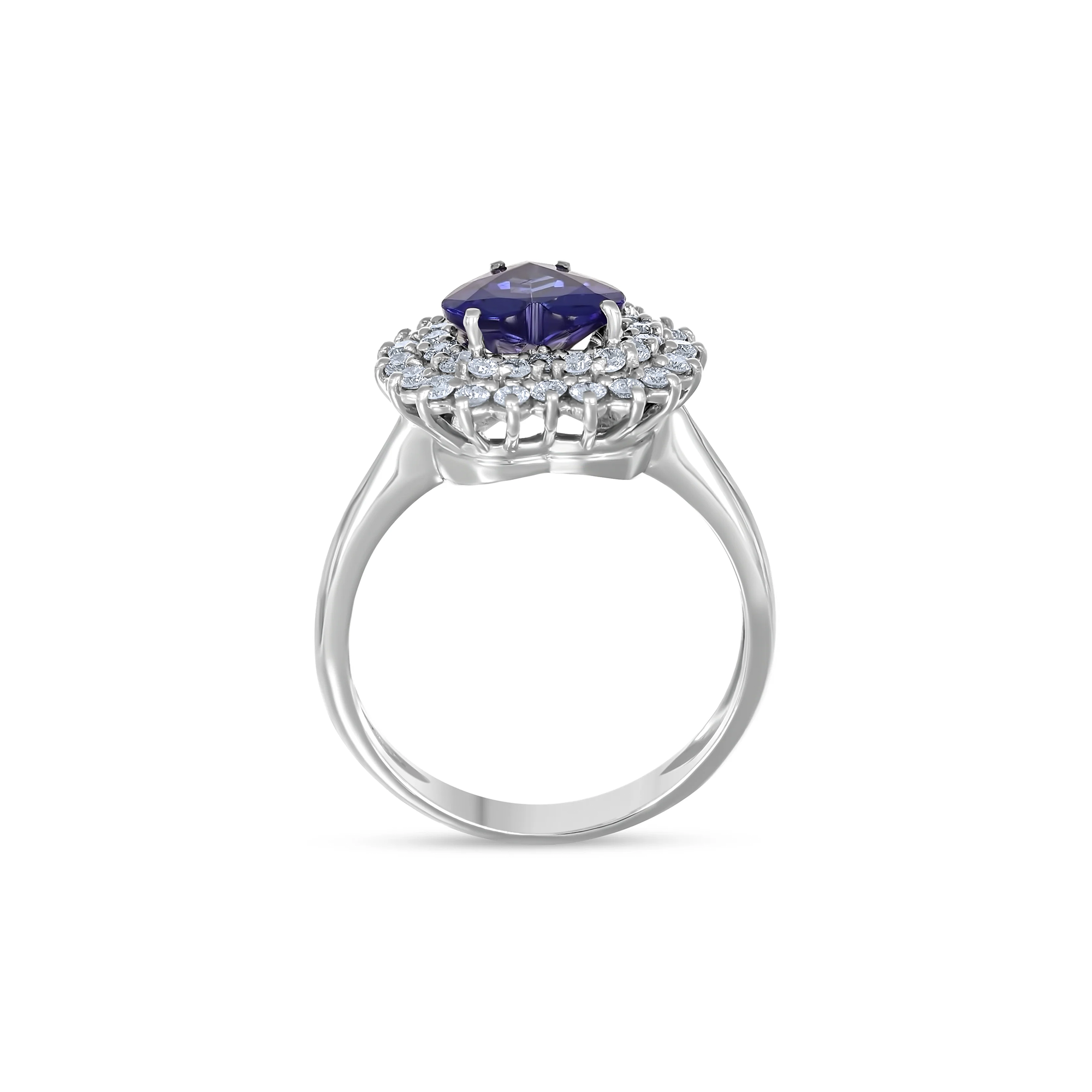 Anello - 18 carati Oro bianco Tanzanite - Diamante