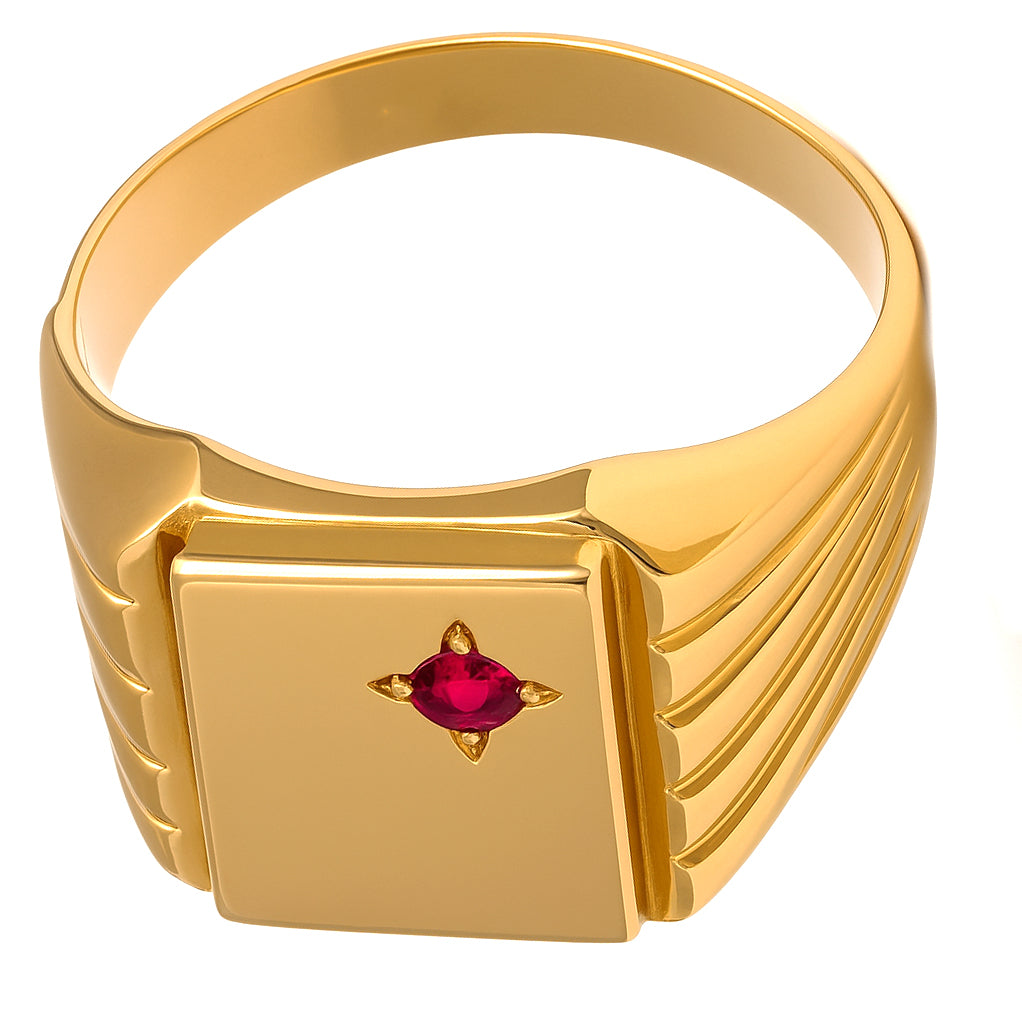 Anello - 18 carati Oro giallo - 0.05ct. tw. Rubino