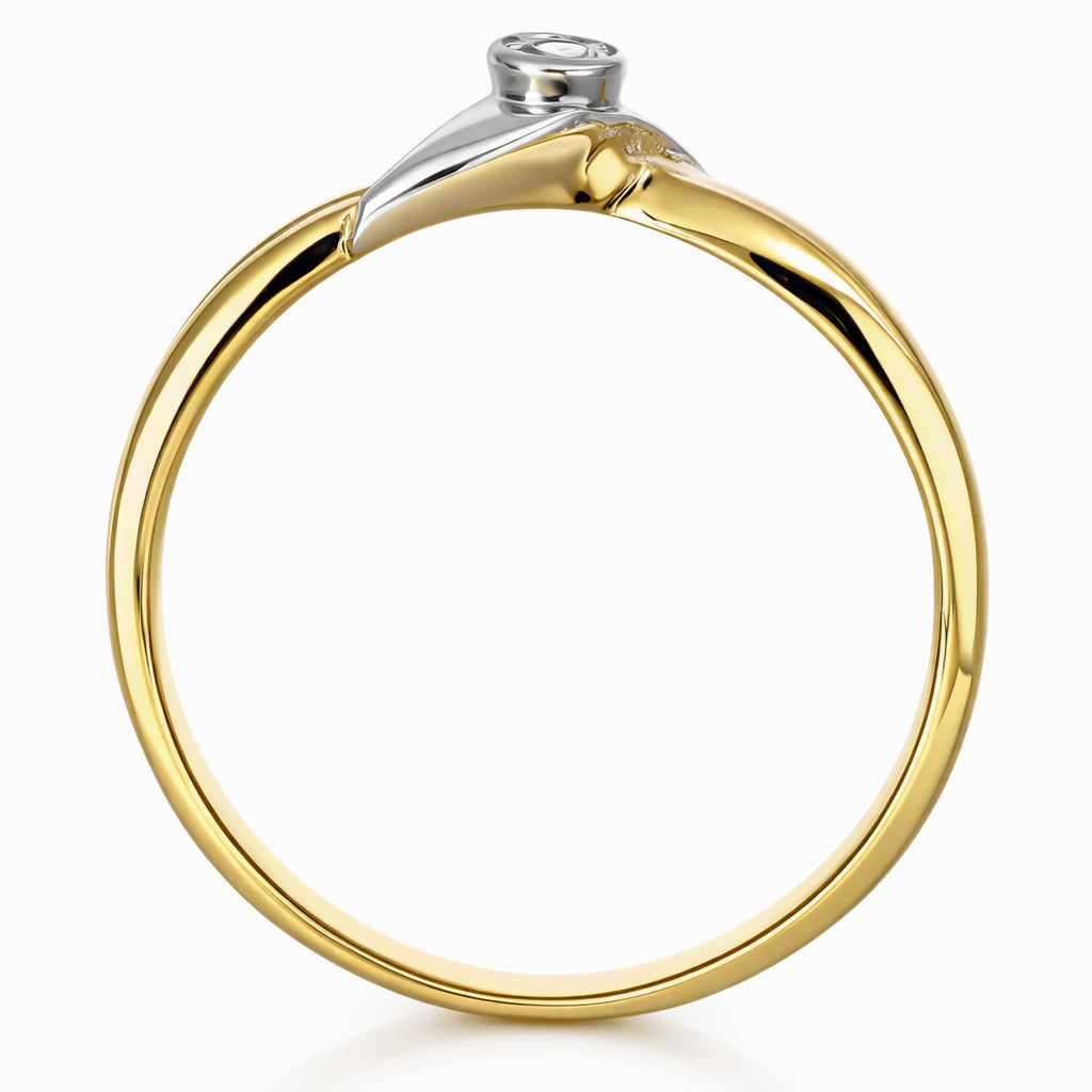 Anello - 18 carati Oro bianco, Oro giallo - 0.04ct. tw. Diamante (Naturale)