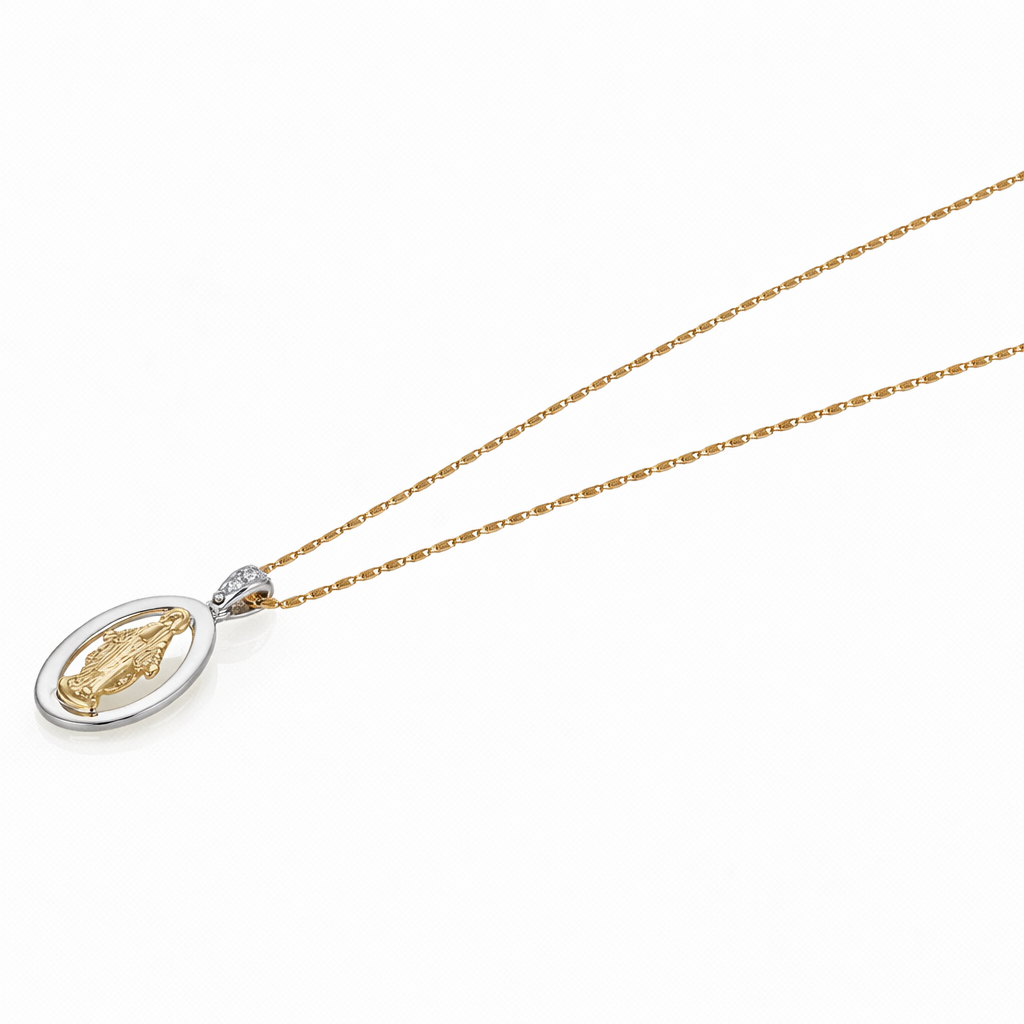 Collana con ciondolo - 18 carati Oro bianco, Oro giallo - 0.05ct. tw. Diamante (Naturale)