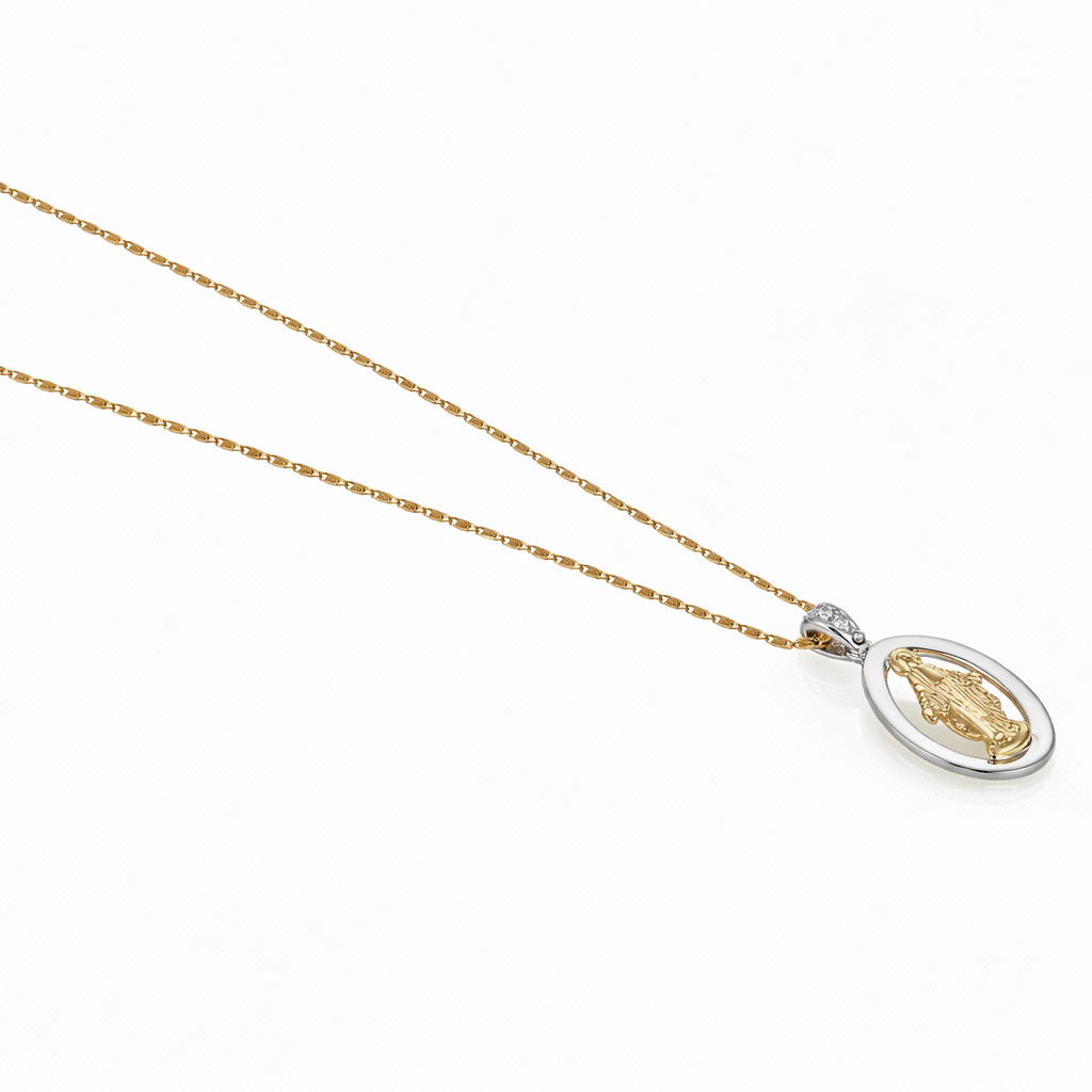 Collana con ciondolo - 18 carati Oro bianco, Oro giallo - 0.05ct. tw. Diamante (Naturale)