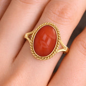 Anello - 18 carati Oro giallo Corallo - Corallo